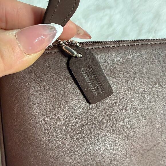 VINTAGE COACH MAHOGANY BROWN LEATHER FLAT SMALL COSMETIC BAG CASE POUCH 6990 - Picture 4 of 6